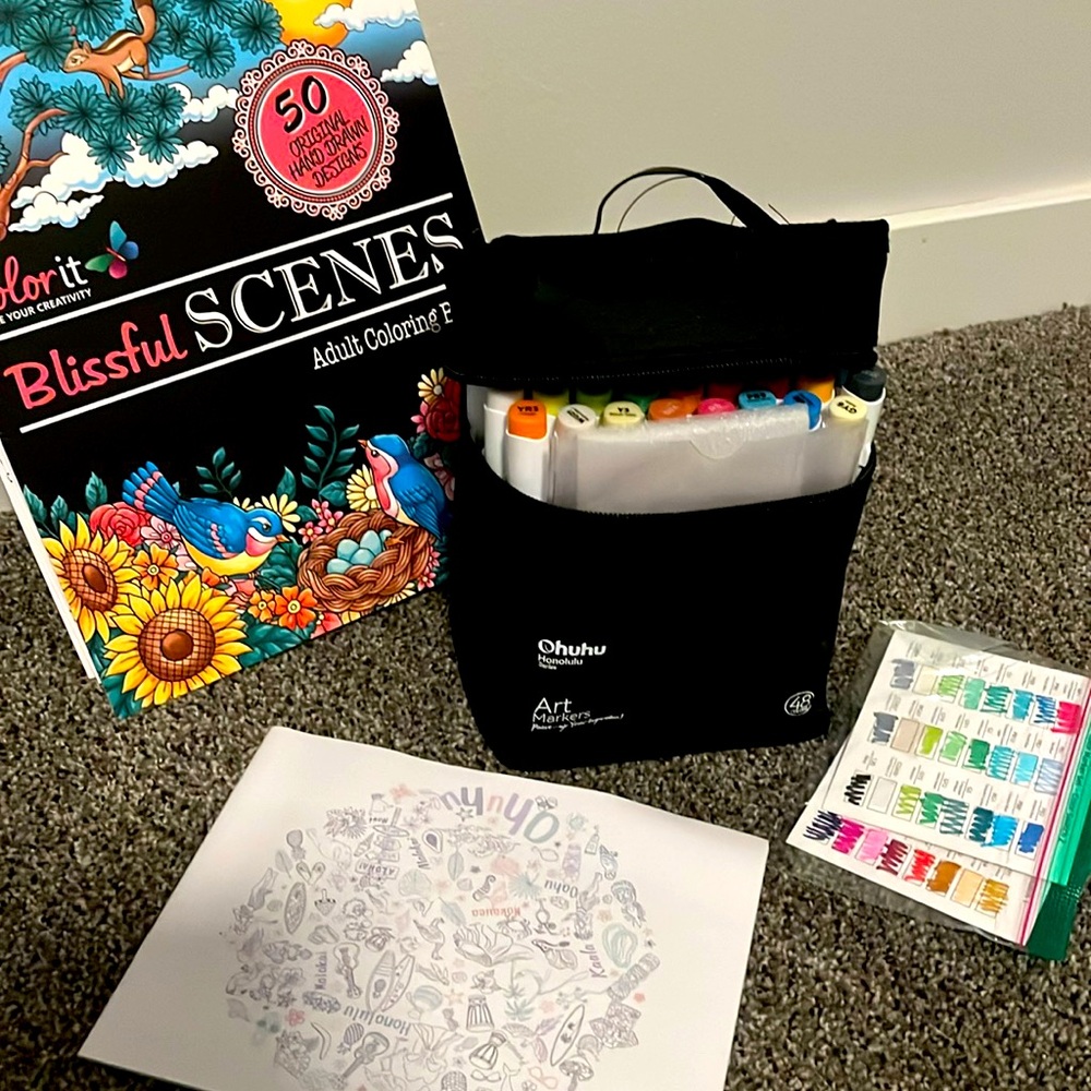 Ohuhu Honolulu marker set with coloring book